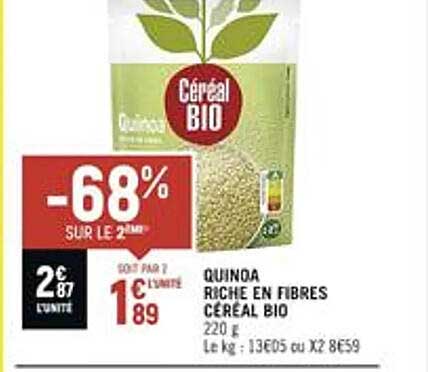 quinoa riche en fibres céréal bio
