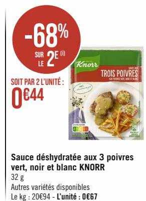 Sauce Déshydratée Aux 3 Poivres Vert, Noir Et Blanc Knorr