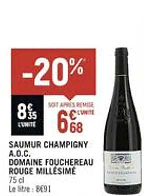 saumur champigny a.o.c. domaine fouchereau rouge millésimé