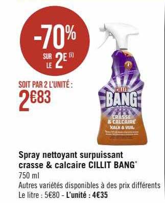 spray nettoyant surpuissant crasse & calcaire cillit bang