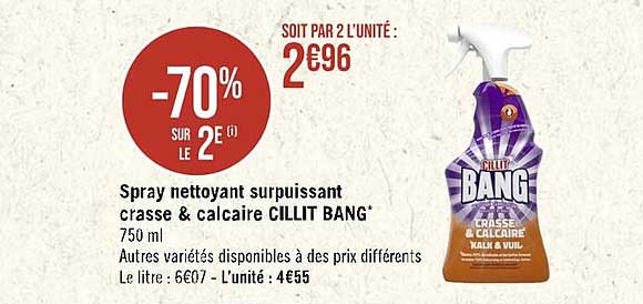 spray nettoyant surpuissant crasse & calcaire cillit bang
