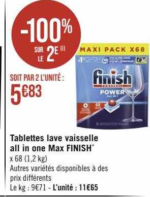 tablettes lave vaisselle all in one max finish