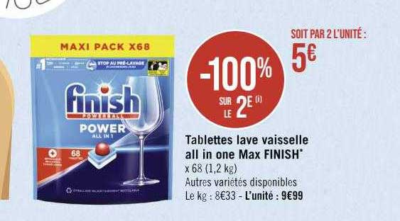 tablettes lave vaisselle all in one max finish