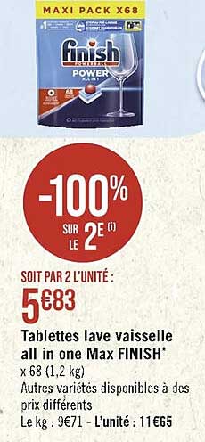 tablettes lave vaisselle all in one max finish