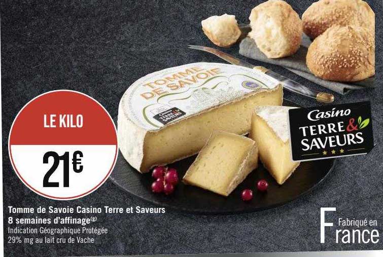 tomme de savoie casino terre et saveurs 8 semaines d'affinage