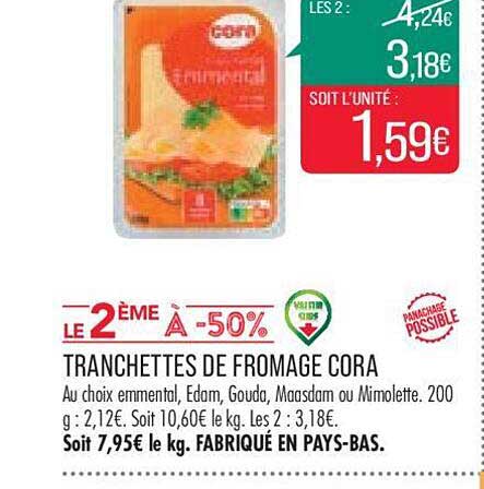 Tranchettes De Fromage Cora