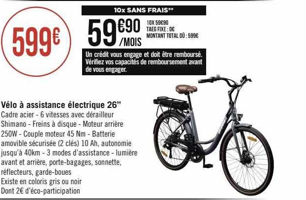 vélo à assistance électrique 26"