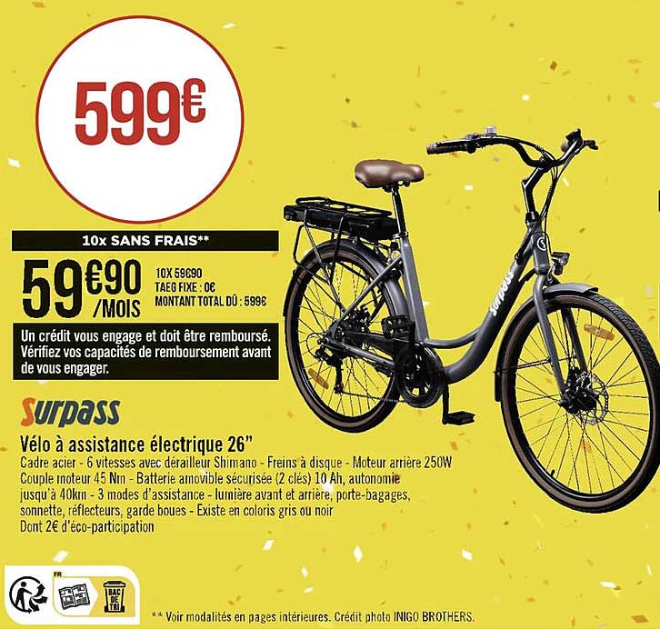 vélo à assistance électrique 26" surpass