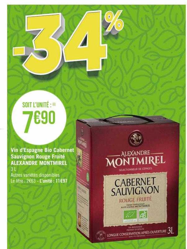 vin d'espagne bio cabernet sauvignon rouge fruité alexandre montmirel