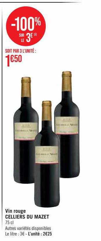 Vin Rouge Celliers Du Mazet
