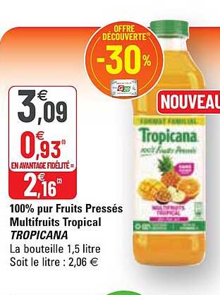 100% pur fruits pressés multifruits tropical tropicana