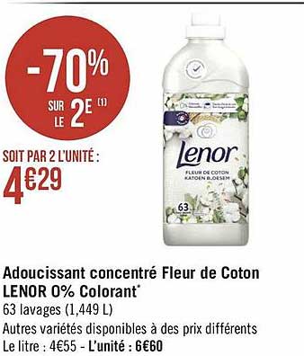 Adoucissant Concentré Fleur De Coton Lenor 0% Colorant