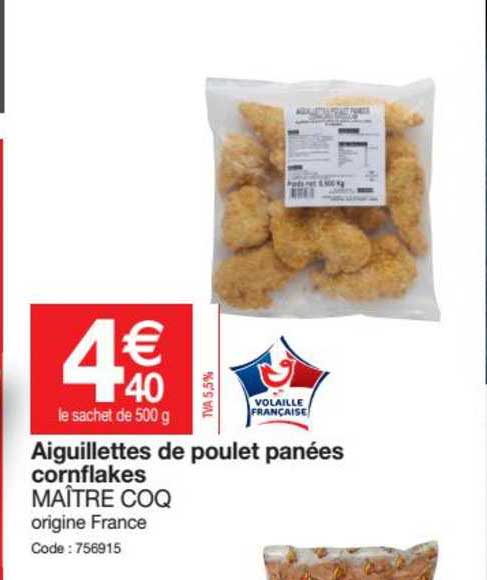 aiguillettes de poulet panées cornflakes maître coq