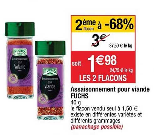 assaisonnement pour viande fuchs 2ème flacon à -68%