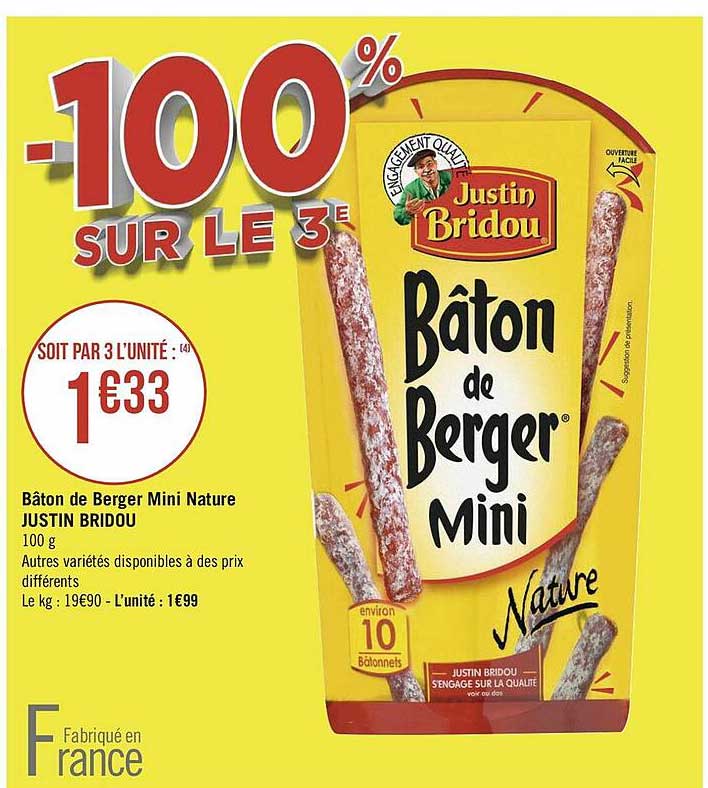 bâton de berger mini nature justin bridou