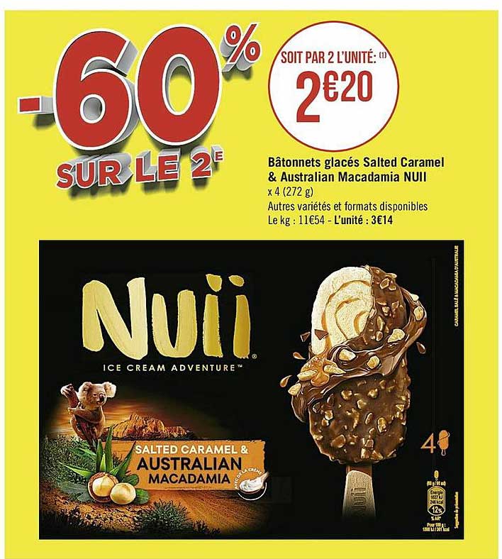 bâtonnet glacés salted caramel & australian macadamia nuii -60% sur le 2e