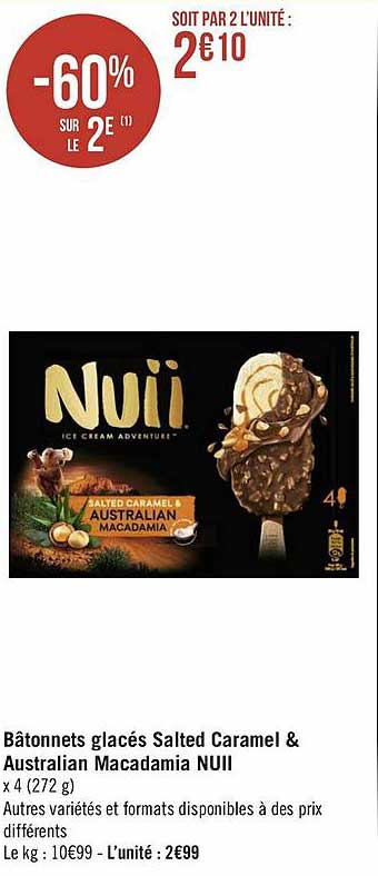 bâtonnets glacés salted caramel & australian macadamia nuii