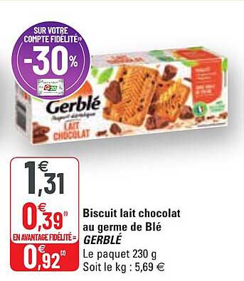 Biscuit Lait Chocolat Au Germe De Blé Gerblé