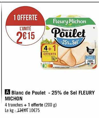 blanc de poulet -25% de sel fleury michon