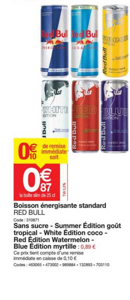 boisson énergisante standard red bull