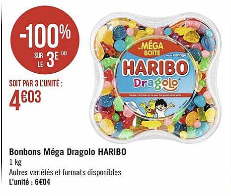 Bonbons Méga Dragolo Haribo -100% Sur Le 3e