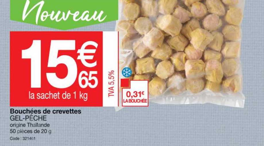 bouchées de crevettes gel-pêche