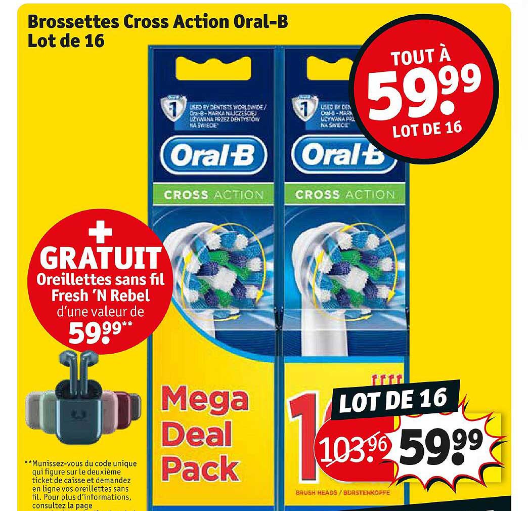 brossettes cross action oral-b lot de 16