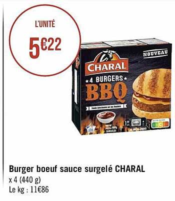 Burger Bœuf Sauce Surgelé Charal