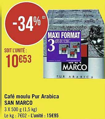 café moulu pur arabica san marco