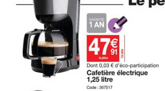 cafetière électrique 1.25 litre