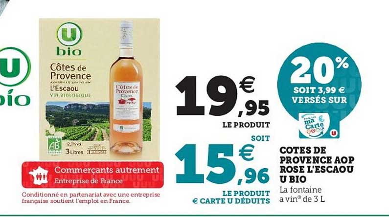 Cêtes De Provence Aop Rose L'escaou U Bio