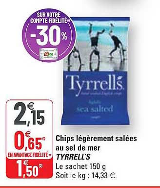 chips légèrement salées au sel de mer tyrrell's