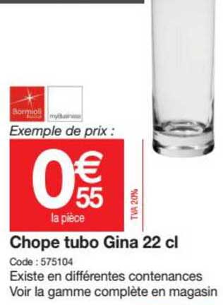chope tubo gina 22 cl