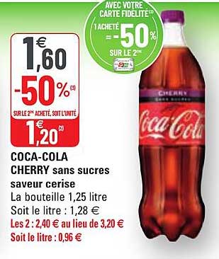 coca-cola cherry sans sucres saveur cerise