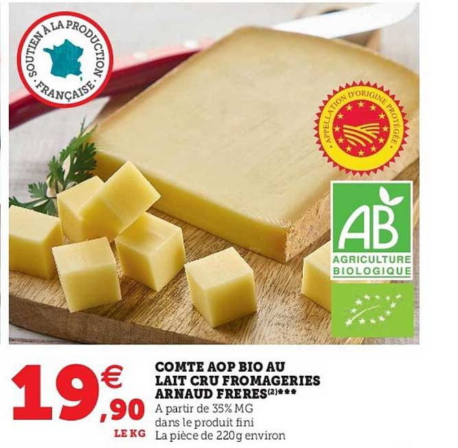 comté aop bio au lait cru fromageries arnaud frères
