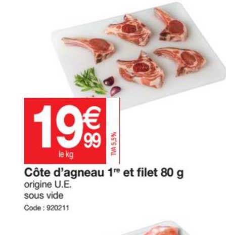 côte d'agneau 1re et filet 80 g