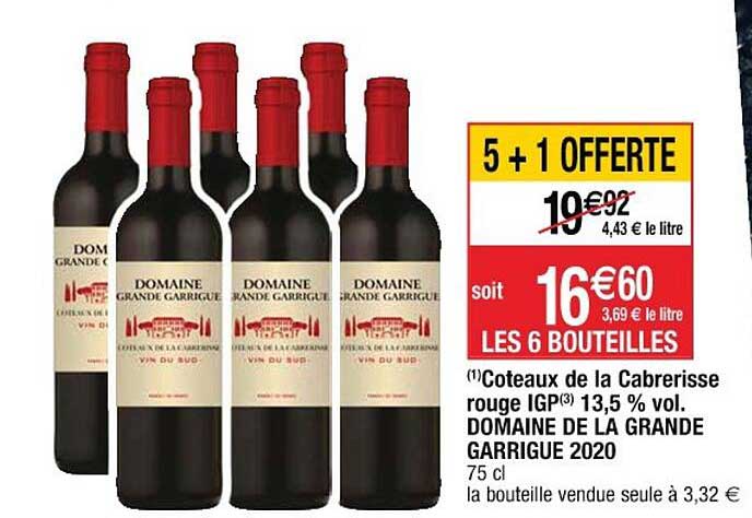 coteaux de la cabrerisse rouge igp 13.5 % vol. domaine de la grande garrigue 2020