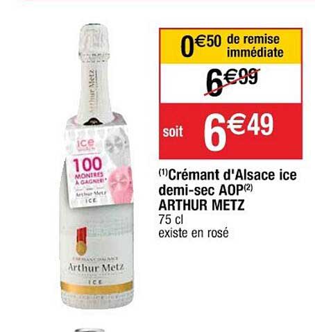 crémant d'alsace ice demi-sec aop arthur metz