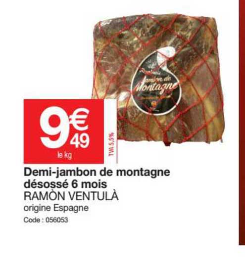 Demi-jambon De Montagne Désossé 6 Mois Ramón Ventulà