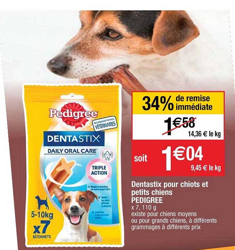 dentastix pour chiots et petits chiens pedigree 34% de remise immédiate