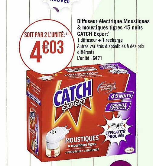 diffuseur électrique moustiques & moustiques tigres 45 nuits catch expert