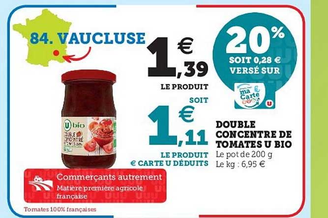 double concentré de tomates u bio