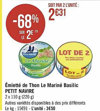émietté De Thon Le Mariné Basilic Petit Navire