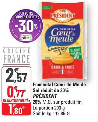 emmental cœur de meule sel réduit de 30% président