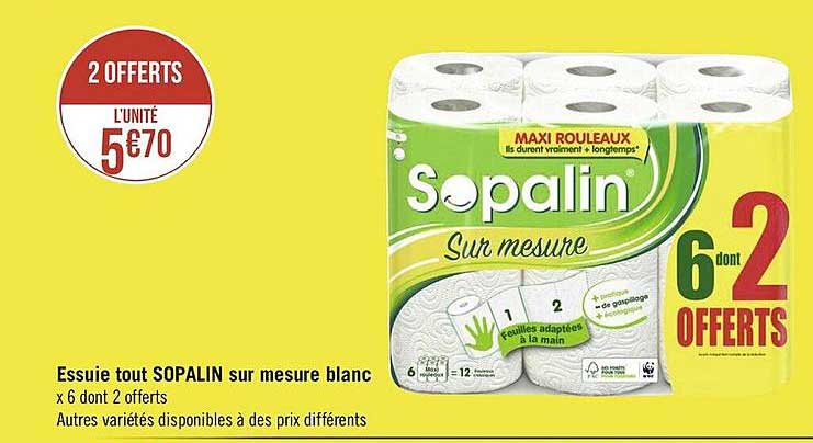 essuie tou sopalin sur mesure blanc