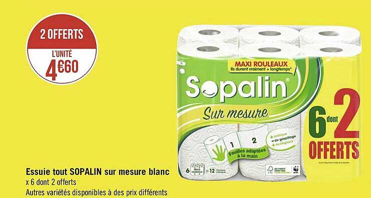 essuie tout sopalin sur mesure blanc