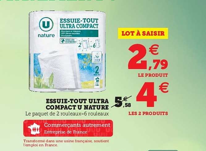 essuie-tout ultra compact u nature