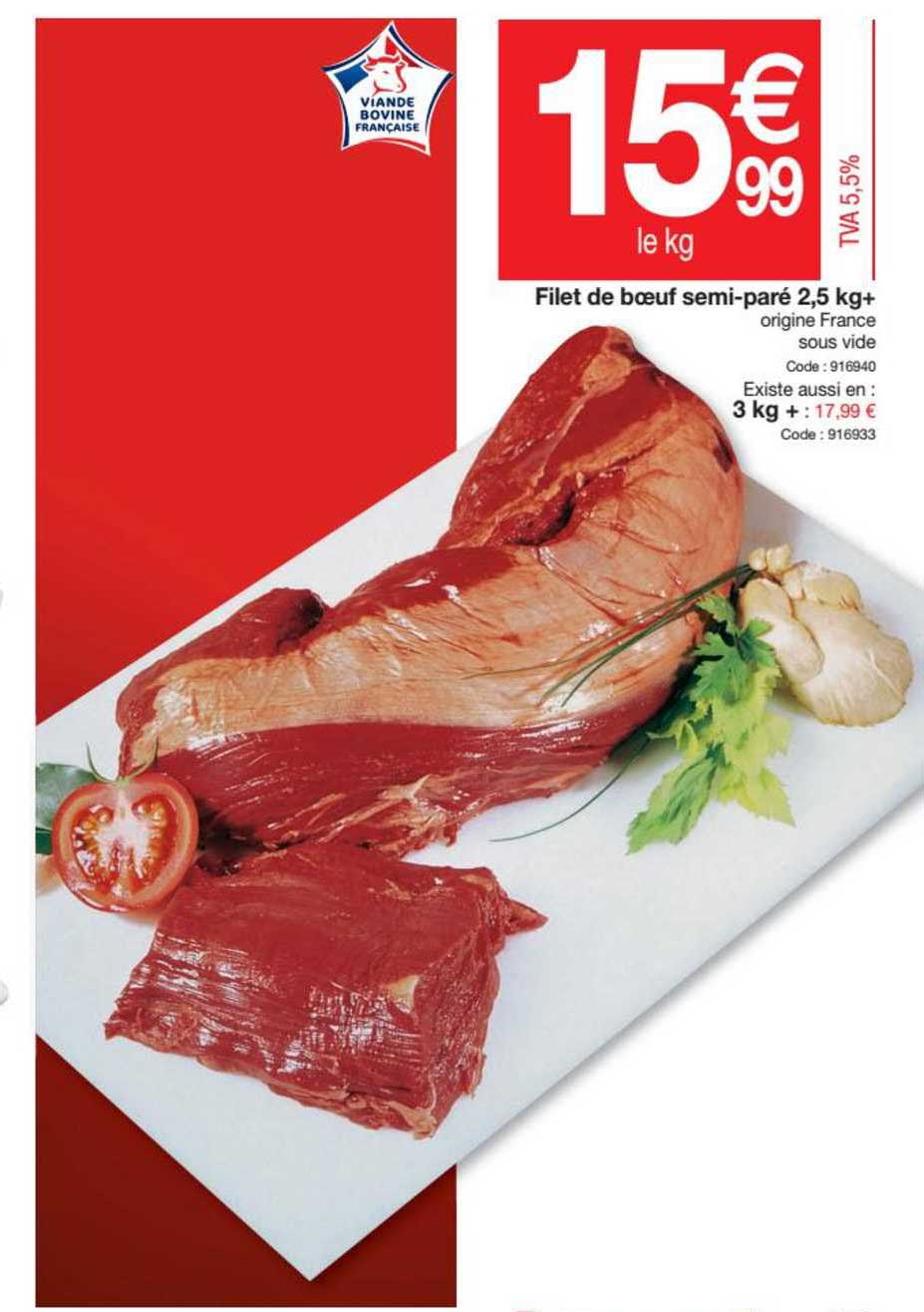 filet de bœuf semi-paré 2.5 kg +