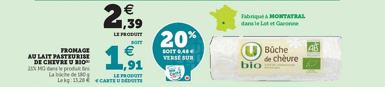 Fromage Au Lait Pasteurisé De Chèvre U Bio