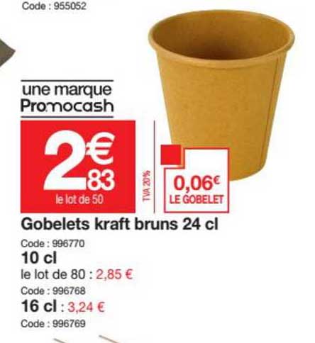 gobelets kraft bruns 24 cl